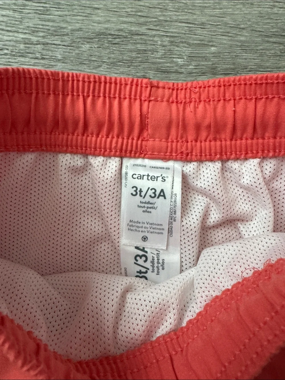 Carter's Coral Swim Trunks with Navy and White Stripes Size 3T